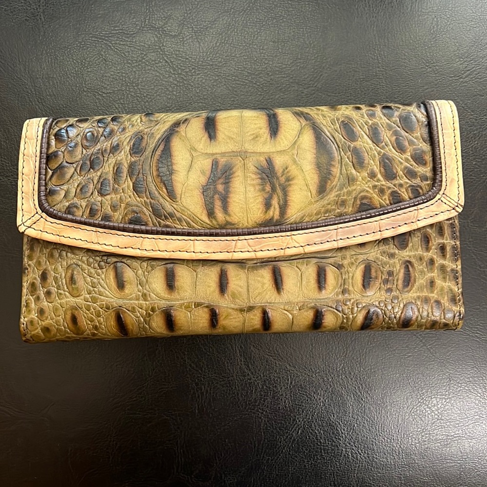 Brahmin, Olive Tri Color Wallet (with Checkbook Insert)